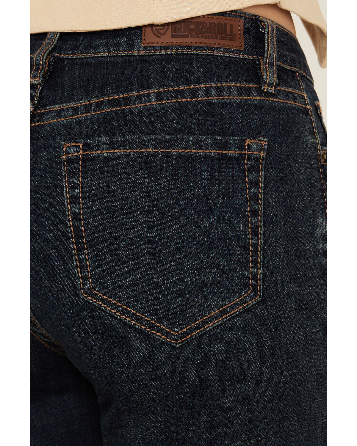 Image #4 - Rock & Roll Denim Women's Dark Wash High Rise Western Yoke Modest Bootcut Stretch Denim Jeans, Dark Wash, hi-res
