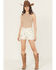 Image #1 - Wrangler Women's High Rise Sundown Printed Cowboy Stretch Denim Shorts, White, hi-res