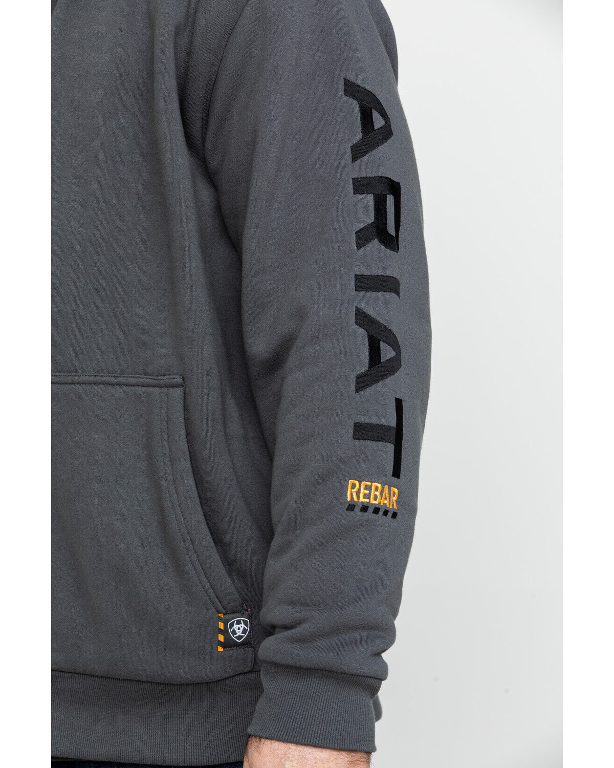 Image #4 - Ariat Men's Rebar All-Weather Full Zip Work Hooded Sweatshirt, Grey, hi-res