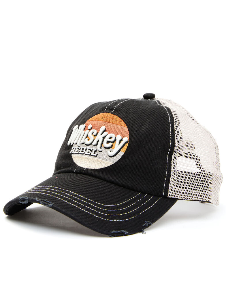Shyanne Women's Whiskey Rebel Sunset Patch Mesh-Back Ball Cap , Black, hi-res