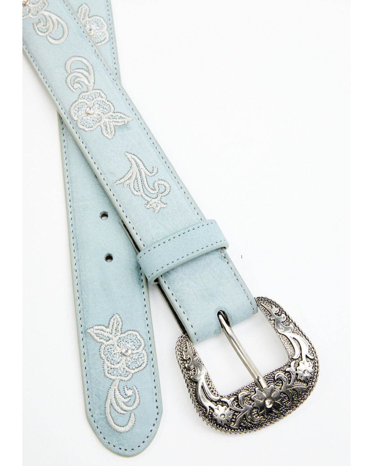Image #2 - Shyanne Women's Embroidered Floral Belt, Light Blue, hi-res