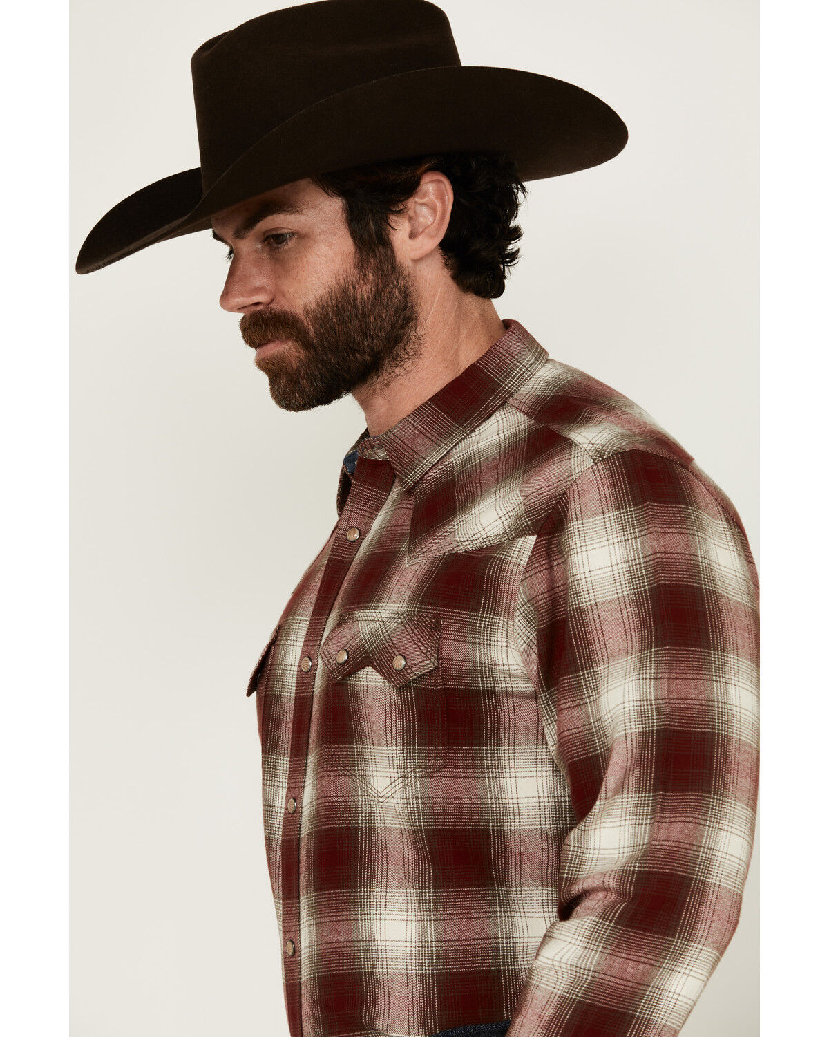 Image #2 - Moonshine Spirit Men's Vino Plaid Print Long Sleeve Snap Western Shirt, Cream, hi-res