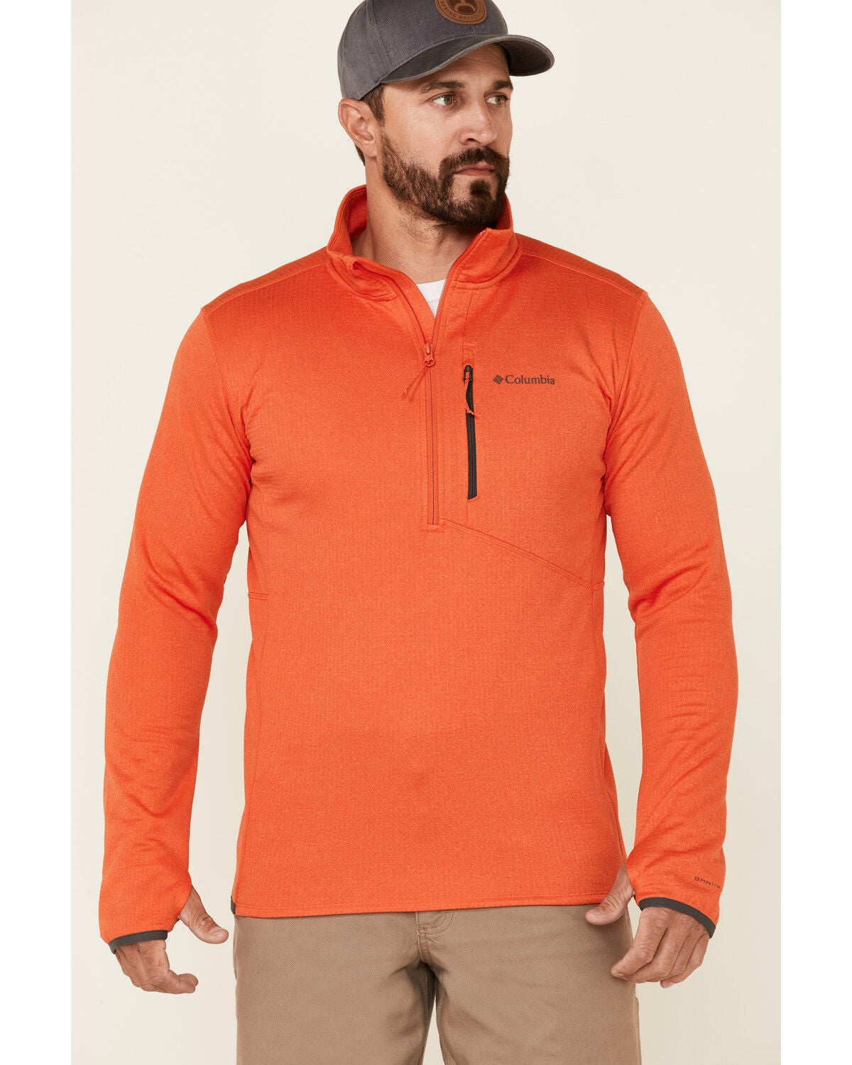 Columbia Men's Heather Quartz Red Park View 1/2 Zip Fleece Pullover, Orange, hi-res