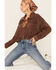 Image #1 - Wishlist Women's Oversized Long Sleeve Button-Down Western Shirt , Chocolate, hi-res