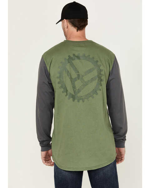 Image #4 - Hawx Men's FR Color Block Long Sleeve Graphic Work T-Shirt , Green, hi-res