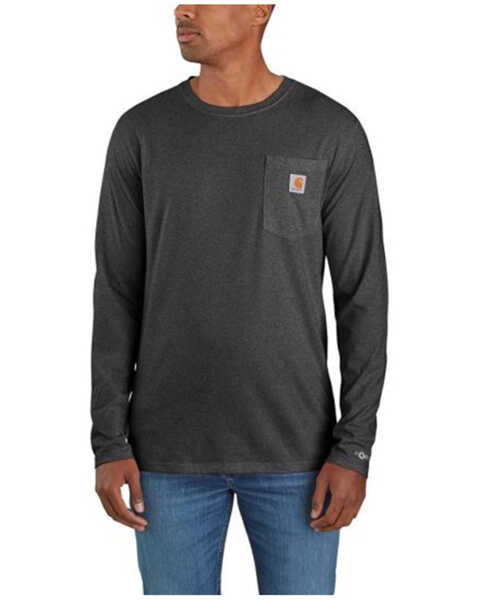 Carhartt Men's Force relaxed Fit Midweight Long Sleeve Pocket T-Shirt - Tall , Black, hi-res