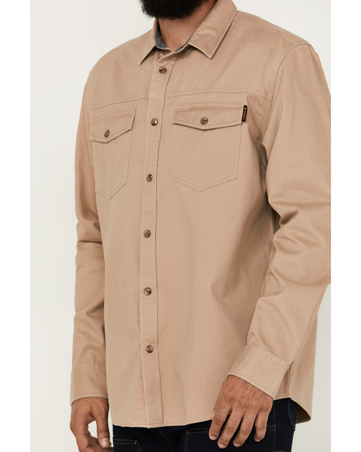 Image #3 - Hawx Men's All Out Woven Solid Long Sleeve Snap Work Shirt - Tall, Khaki, hi-res