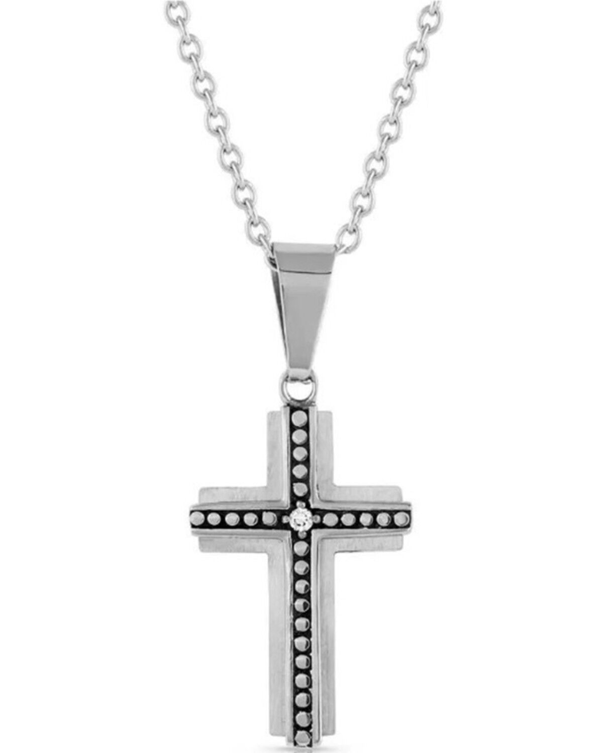 Image #1 - Montana Silversmiths Men's Ingrained in Faith Cross Necklace, Silver, hi-res