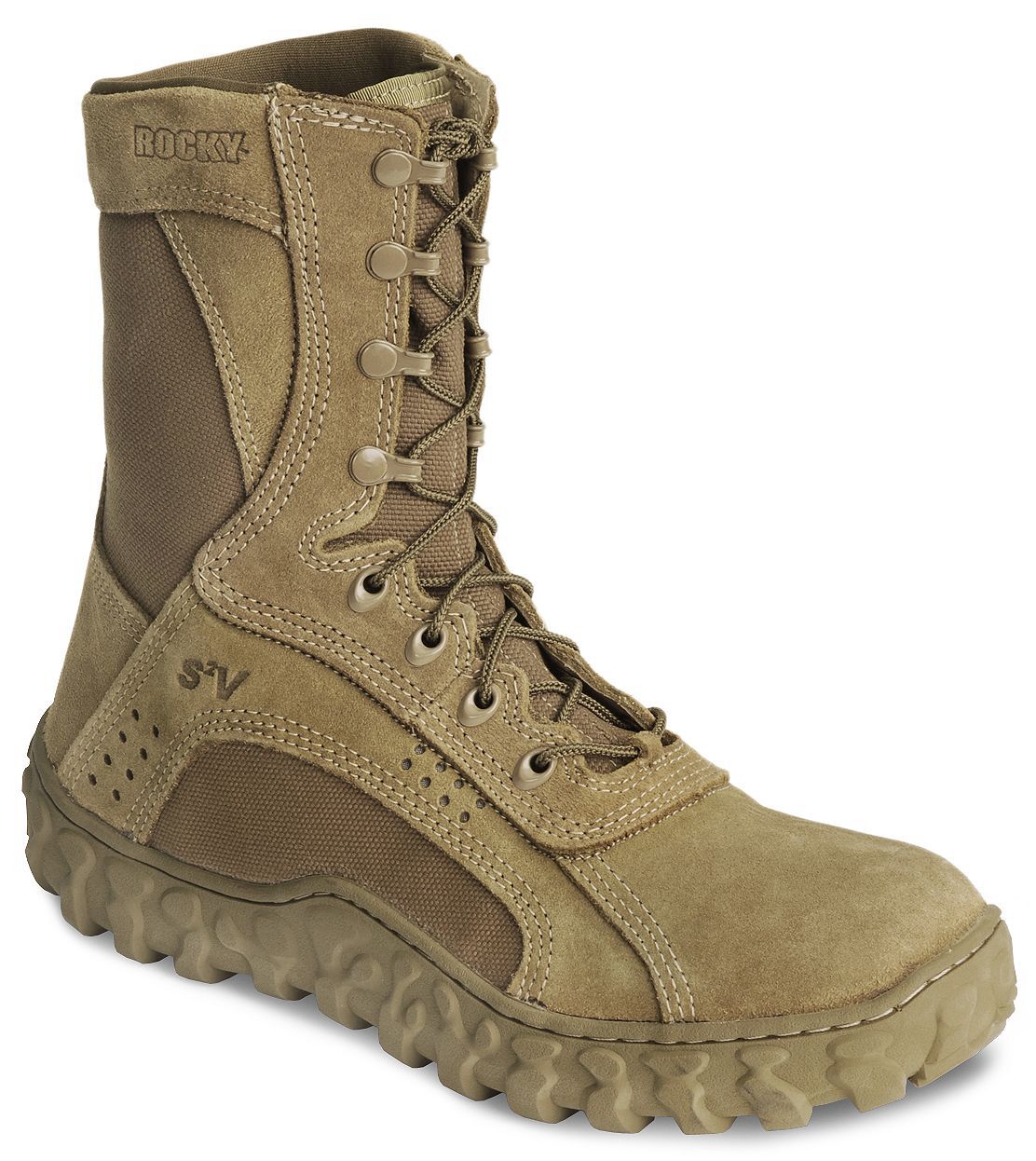 Rocky S2V Vented 8" Lace-Up Military Boots - Soft Toe, Coyote Brown, hi-res