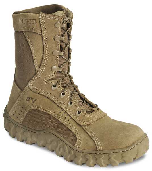 Image #1 - Rocky S2V Vented 8" Lace-Up Military Boots - Round Toe, Coyote Brown, hi-res