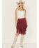 Image #2 - Idyllwind Women's Tina Faux Suede Fringe Midi Skirt, Maroon, hi-res
