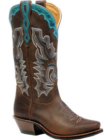 Boulet Selvaggio Wood West Turqueza Cowgirl Boots - Snip Toe, Wood, hi-res