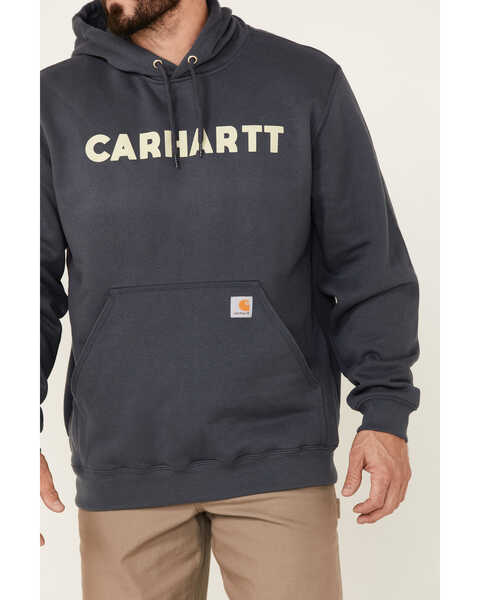 Image #3 - Carhartt Men's Loose Fit Midweight Logo Hooded Work Sweatshirt , Blue, hi-res
