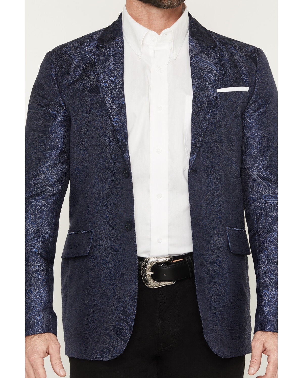 Image #3 - Rock & Roll Denim Men's Paisley Jacquard Modern Fit Sportcoat, Blue, hi-res