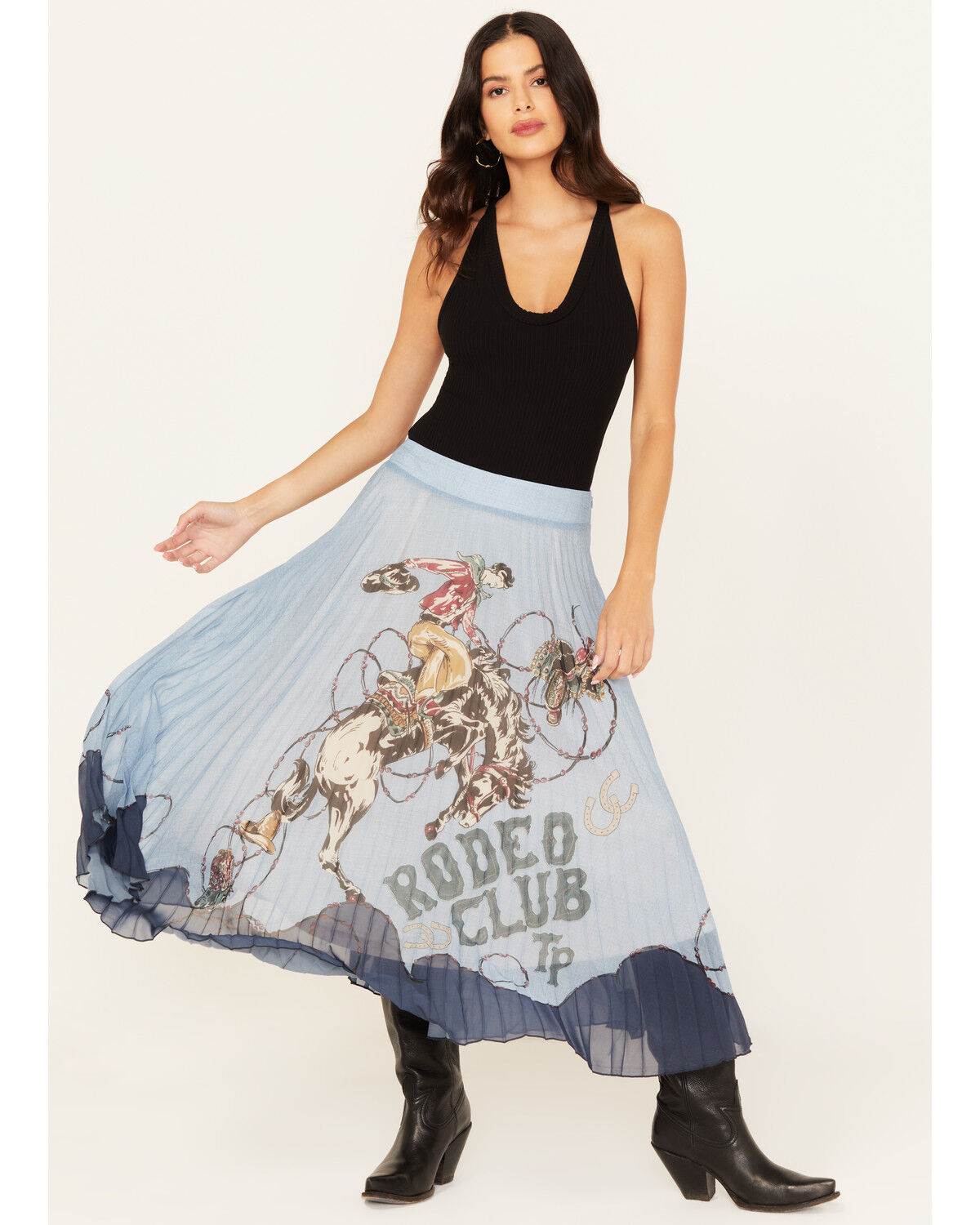 Image #1 - Tasha Polizzi Women's Rodeo Pleated Midi Skirt, Blue, hi-res