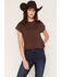 Image #1 - White Crow Women's Marika Lace Trim Muscle Tee, Brown, hi-res
