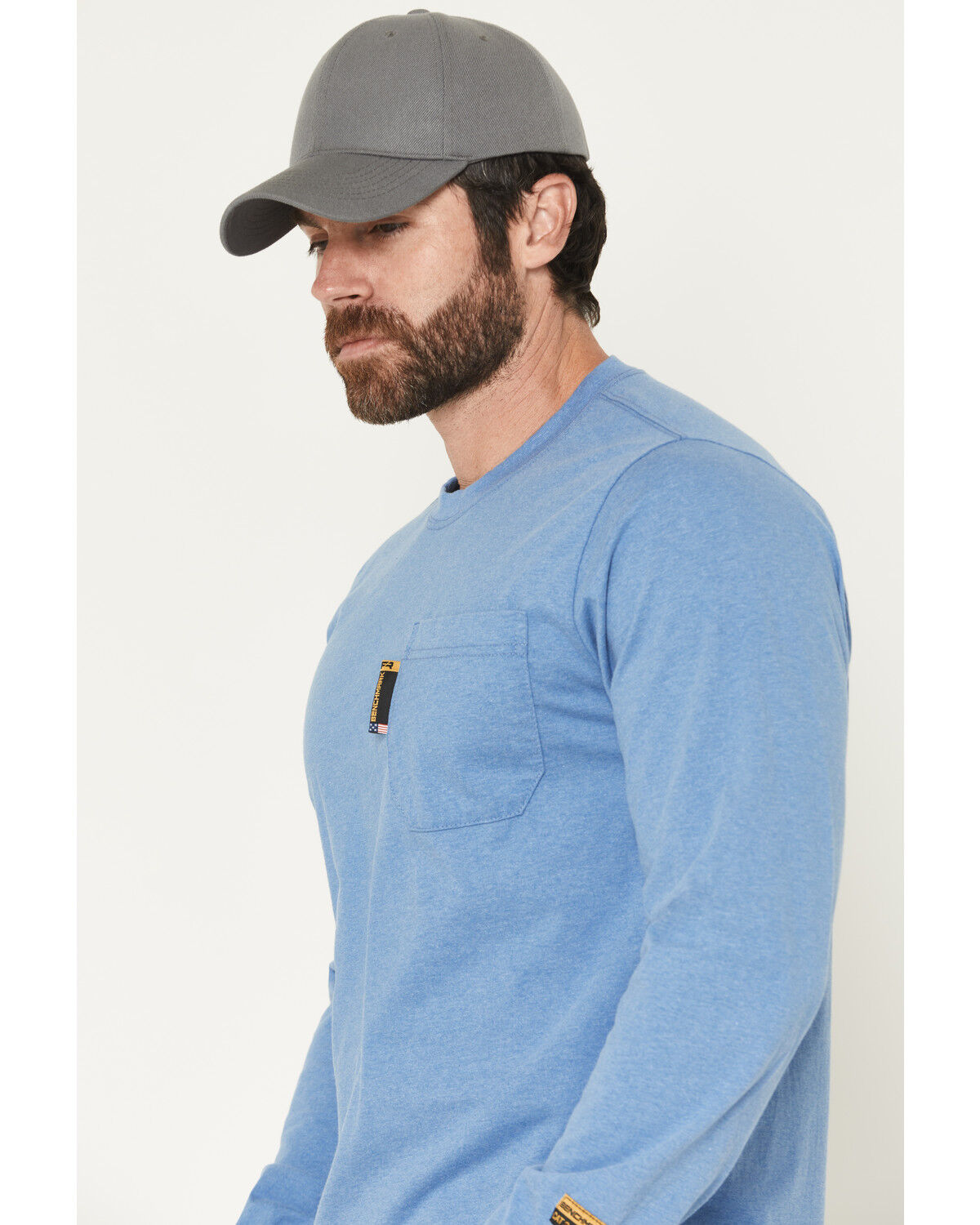 Image #3 - Benchmark FR Men's FR World Famous Crude Oil Long Sleeve Work T-Shirt, Light Blue, hi-res
