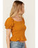 Image #2 - Wild Moss Women's Smocked Short Sleeve Shirt, Mustard, hi-res
