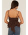 Image #4 - Originality Women's Emma Solid Sleeveless Peplum Tank Top, Brown, hi-res