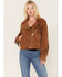 Image #1 - Idyllwind Women's Braided Leather Zip Moto Jacket, Brown, hi-res