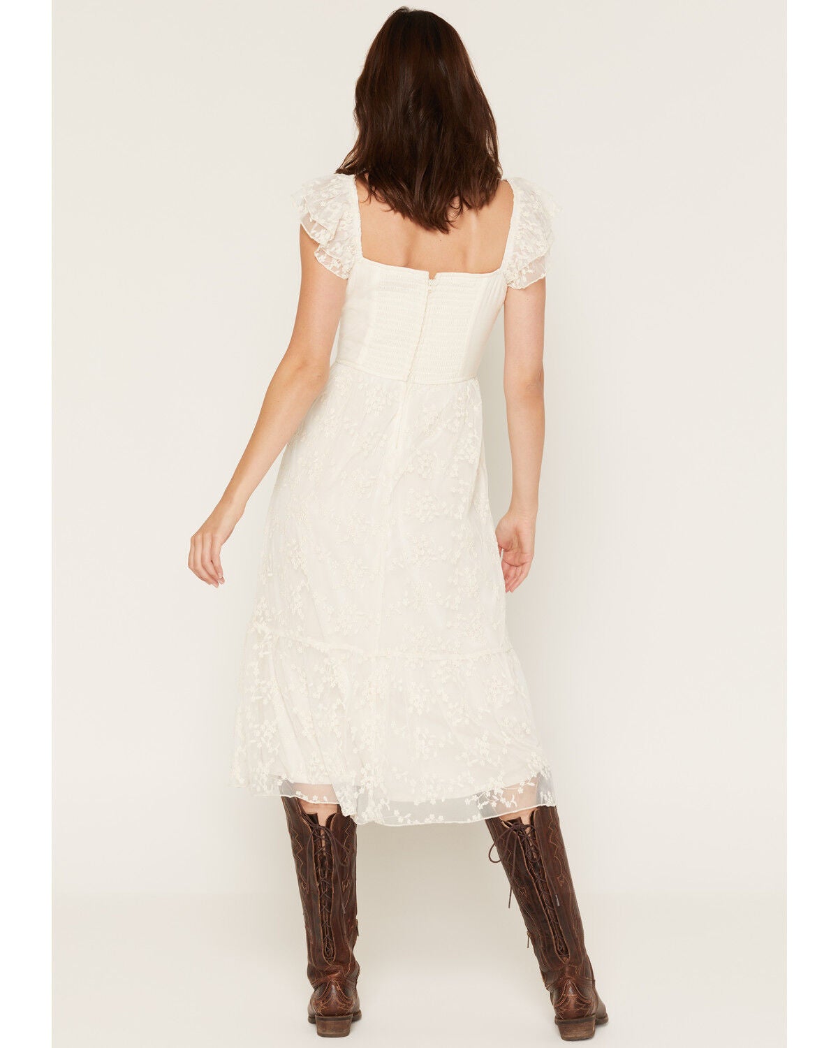 Image #4 - Ash & Violet Women's Corset Midi Dress, Ivory, hi-res