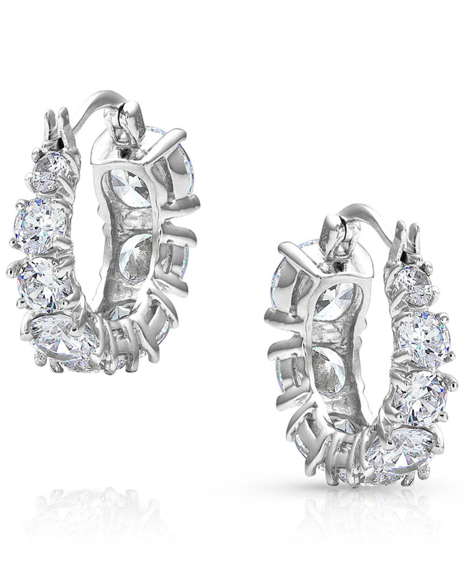 Image #2 - Montana Silversmiths Women's Sliding Brilliance Hoop Earrings, Silver, hi-res