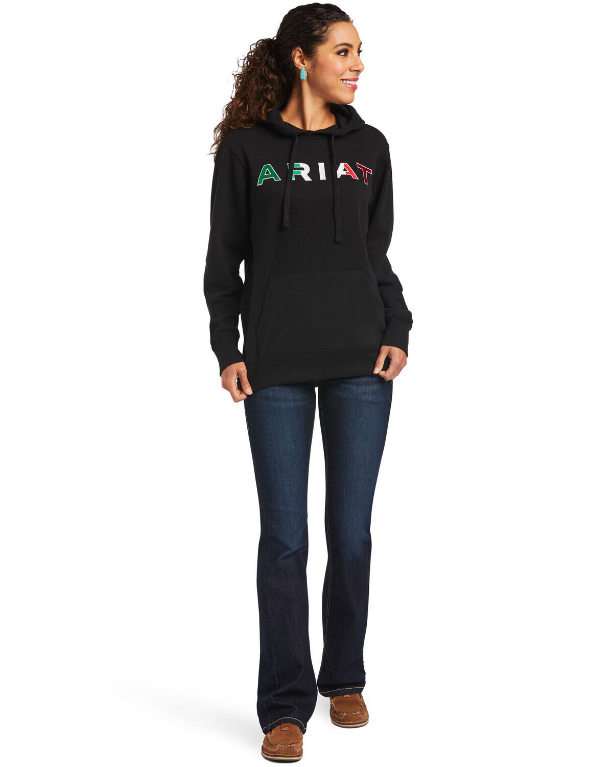 Image #4 - Ariat Women's Mexico Embroidered Logo Pullover Hoodie - Plus, Black, hi-res