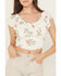 Image #3 - Wild Moss Women's Floral Embroidered Short Sleeve Cropped Shirt, White, hi-res