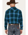 Image #4 - Cody James Men's McKenzie Plaid Print Pearl Snap Western Flannel Shirt, Navy, hi-res