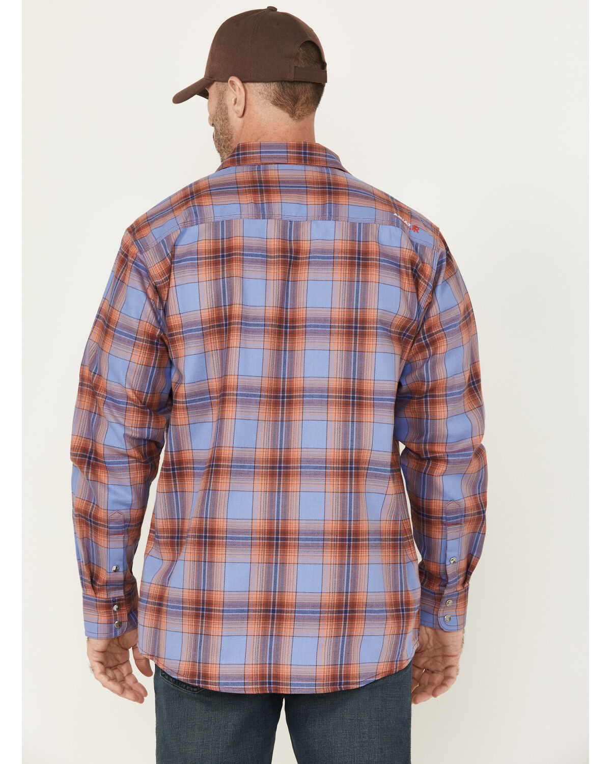 Image #4 - Ariat Men's FR Melrose Plaid Print Long Sleeve Snap Work Shirt - Big, Medium Blue, hi-res