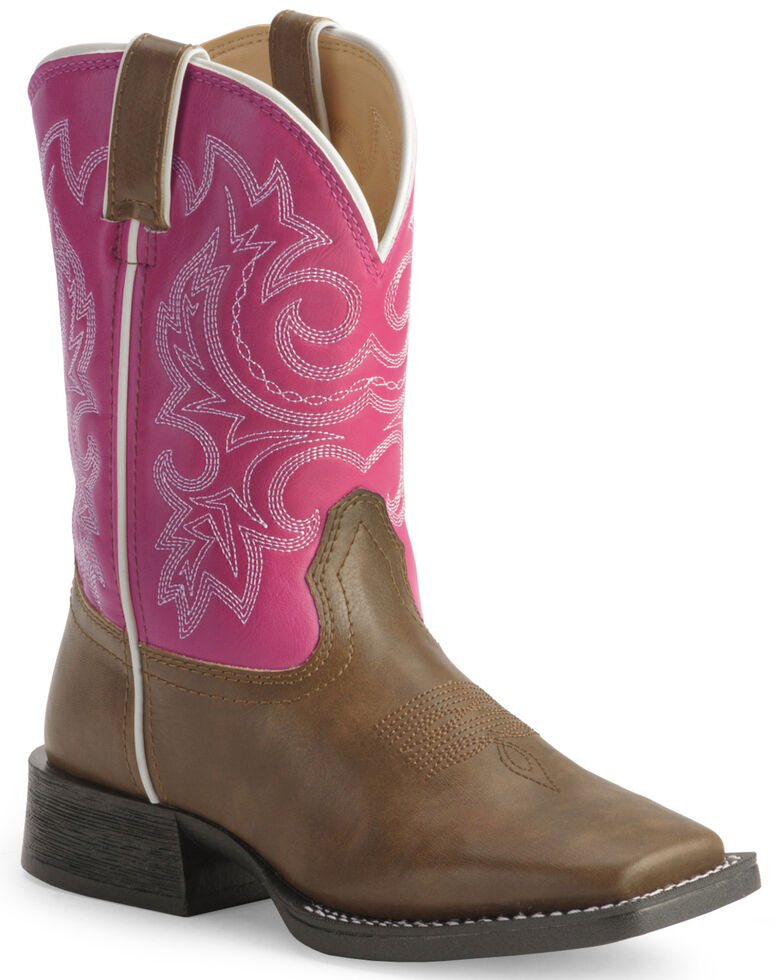 Durango Girls' Lil' Partners Cowboy Boots - Square Toe , Tan, hi-res