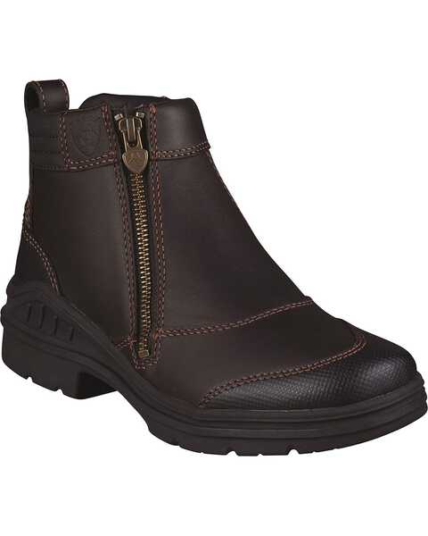 Ariat Women's Waterproof Barnyard Zip Riding Boots - Round Toe, Dark Brown, hi-res