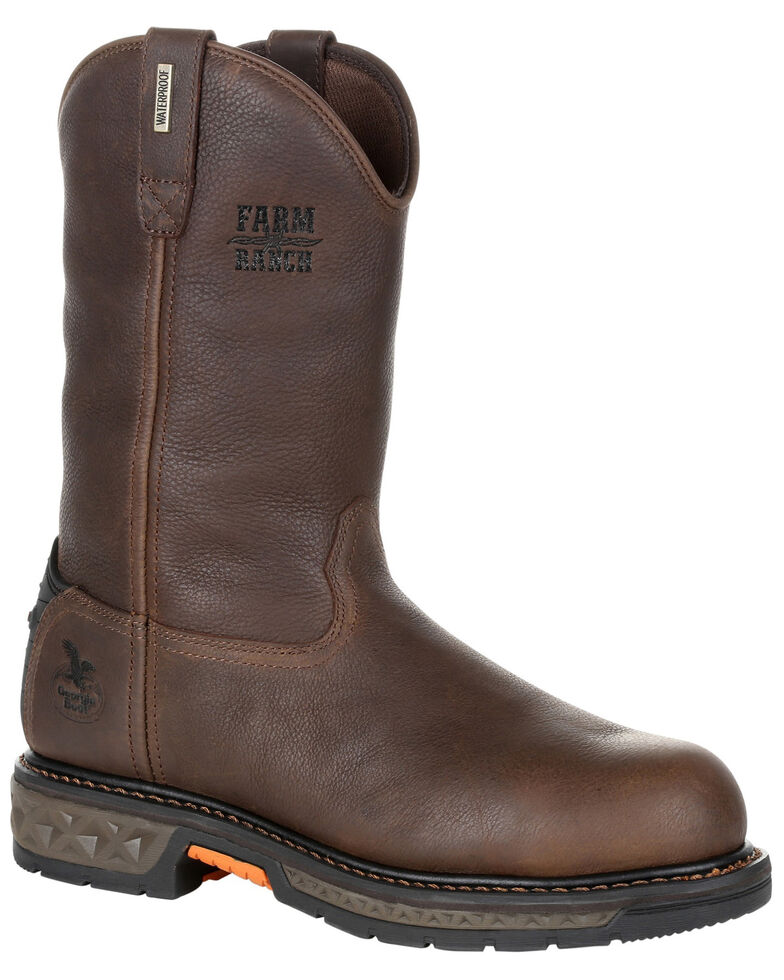 Georgia Boot Men's Carbo-Tec LT Waterproof Western Work Boots - Steel Toe, Brown, hi-res