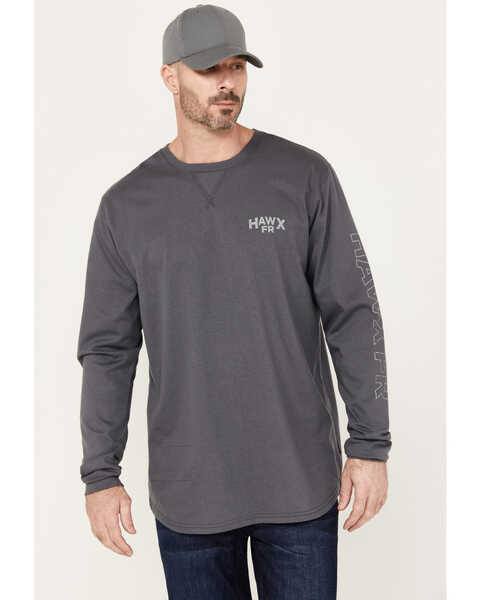 Hawx Men's FR Factory Graphic Long Sleeve Work Shirt, Charcoal, hi-res