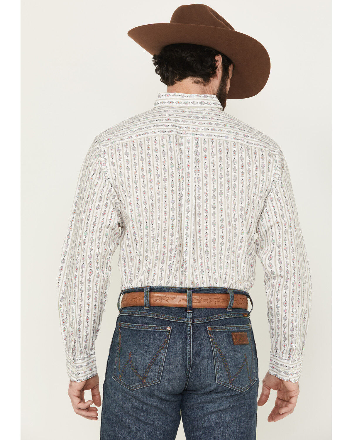 Image #4 - Ariat Men's William Geo Striped Print Long Sleeve Button-Down Western Shirt, White, hi-res