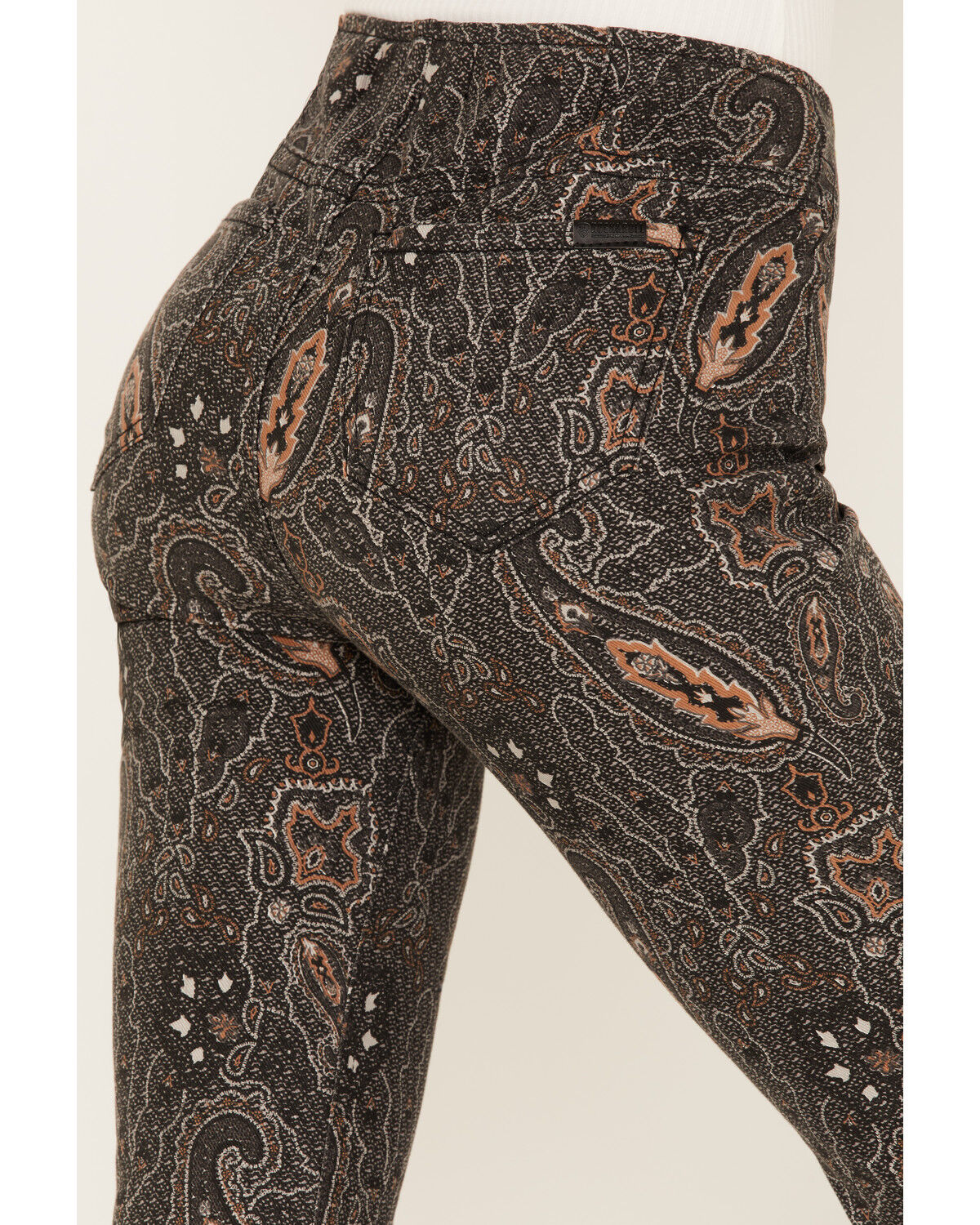 Image #4 - Rock & Roll Denim Women's Paisley Print High Rise Flare Jeans, Black, hi-res