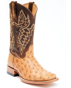 Cody James Men's Serengeti Exotic Ostrich Skin Western Boots - Wide Square Toe, Tan, hi-res