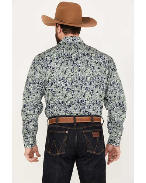 Image #4 - Stetson Men's Paisley Print Long Sleeve Snap Western Shirt , Sage, hi-res