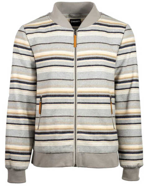 HOOey Men's Satin Lined Stripe Zip-Front Jacket , Grey, hi-res