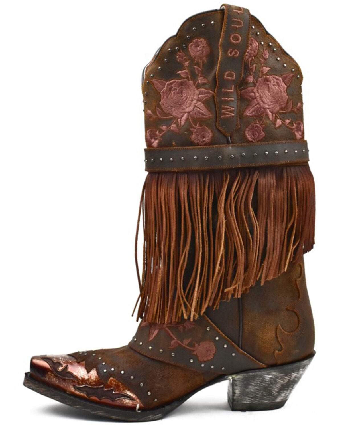 Image #3 - Dan Post Women's Bed of Roses Fringe Embroidered Western Boot - Snip Toe, , hi-res
