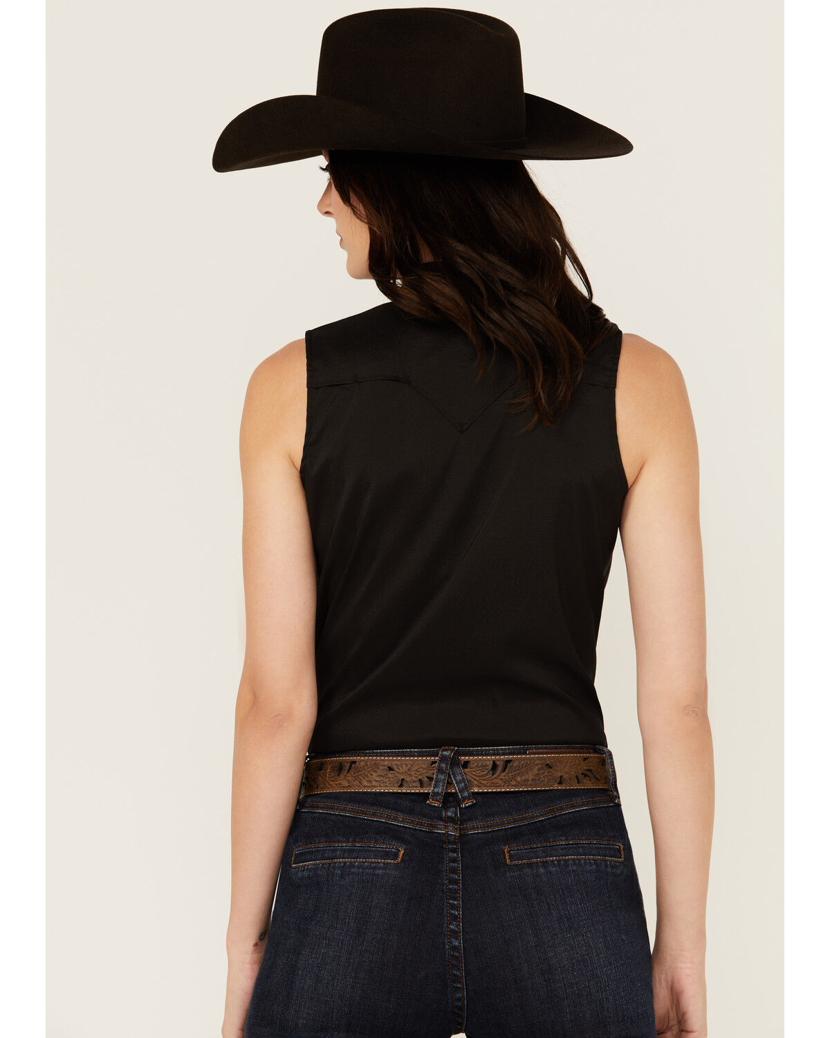 Image #4 - Shyanne Women's Vented Back Yoke Sleeveless Performance Stretch Riding Shirt, Black, hi-res