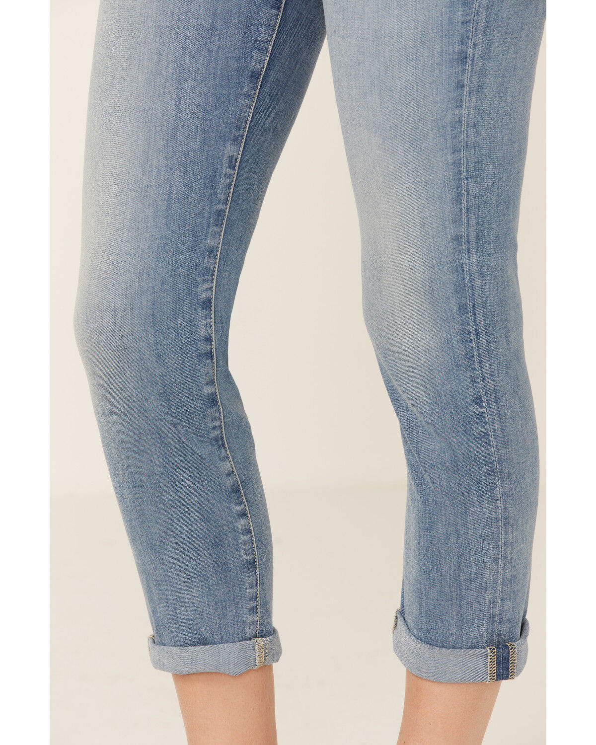 Image #3 - 7 For All Mankind Light Wash Mid Rise Crop Skinny Denim Jeans, Blue, hi-res