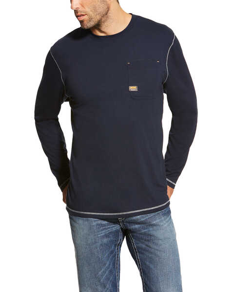 Image #1 - Ariat Men's Rebar Workman Long Sleeve Work T-Shirt - Big, Navy, hi-res