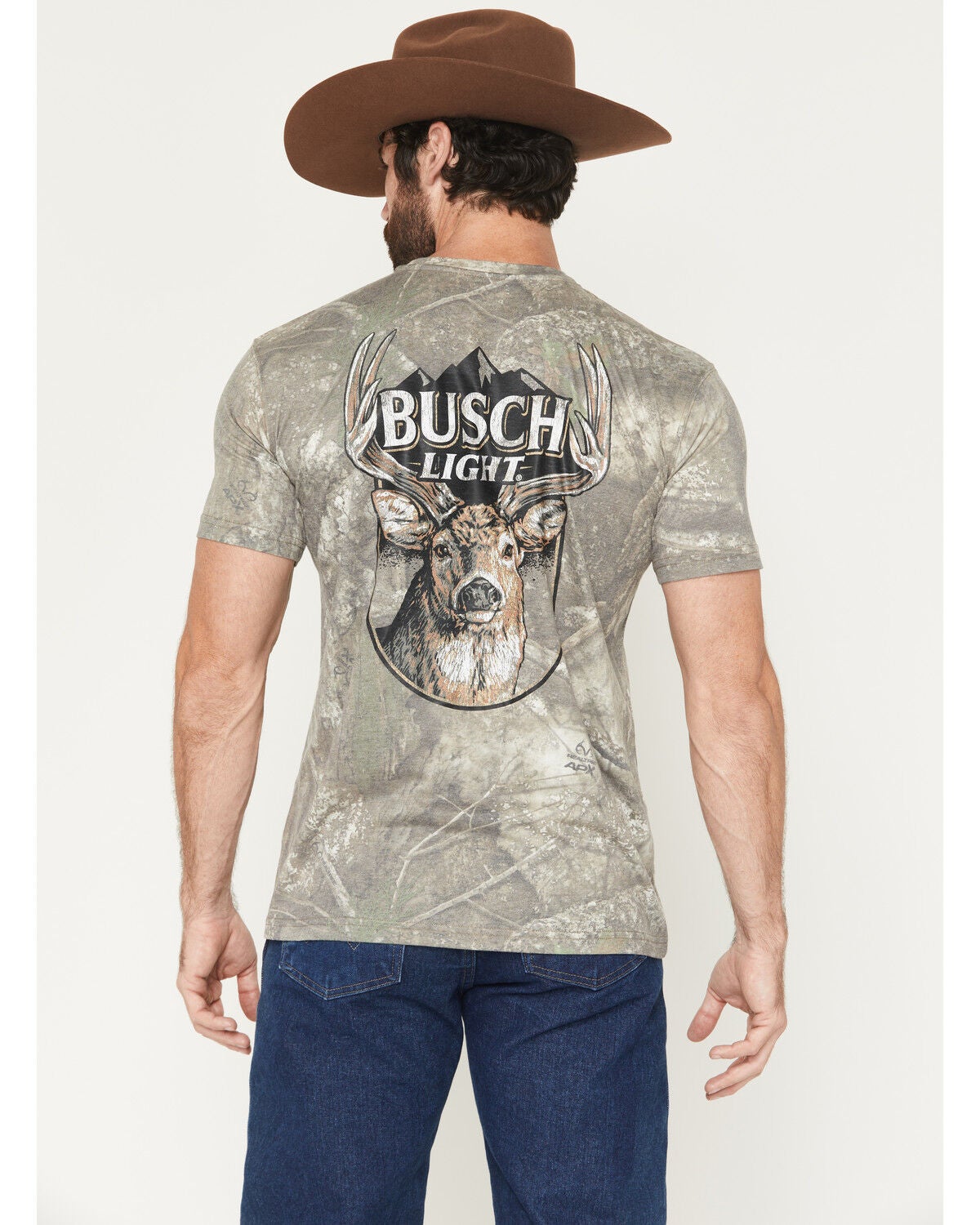 Buckwear Men's Busch Whitetail Camo Print Short Sleeve Graphic T-Shirt, Camouflage, hi-res