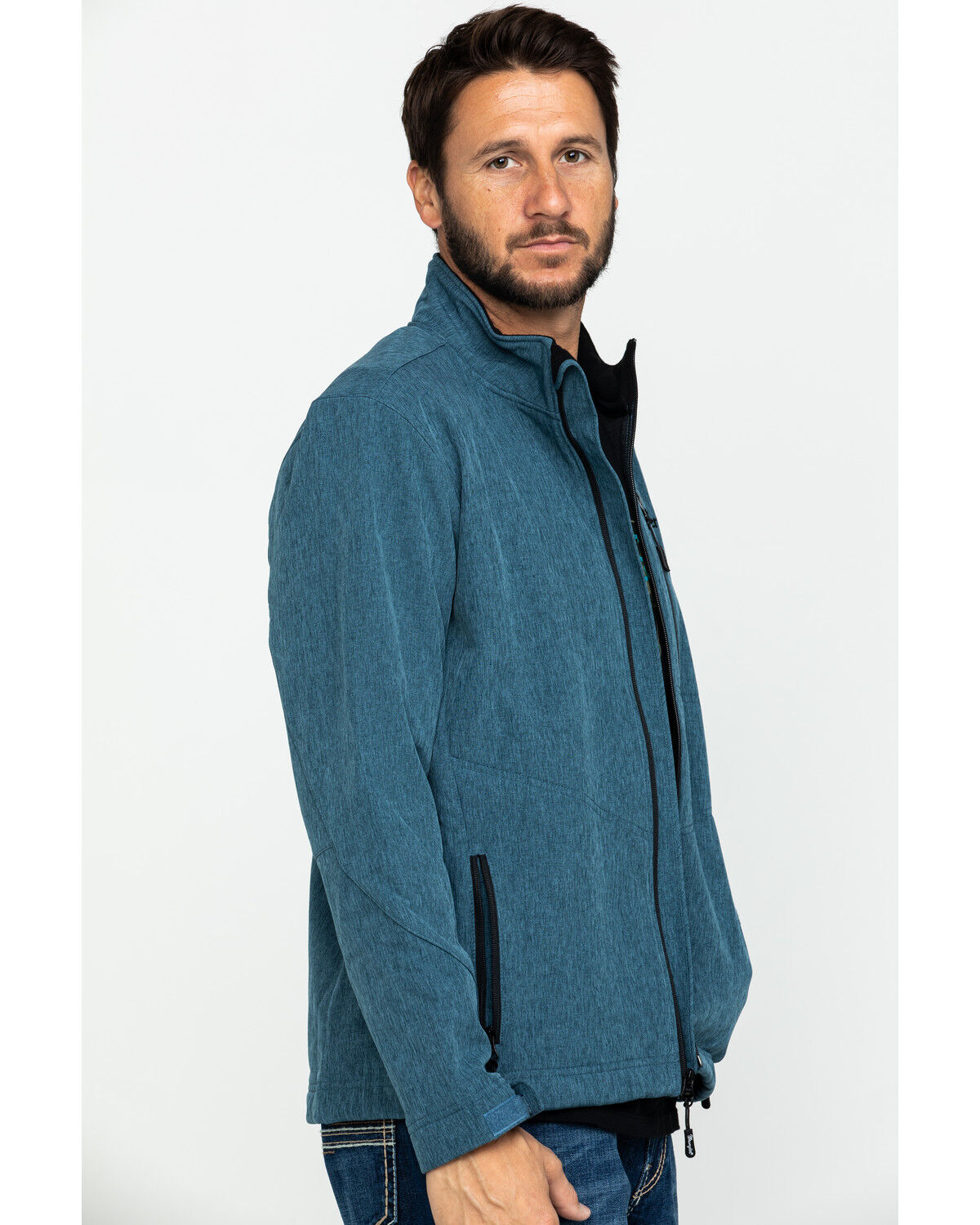 Image #3 - Wrangler Men's Trail Fleece Lined Zip Jacket, Heather Blue, hi-res