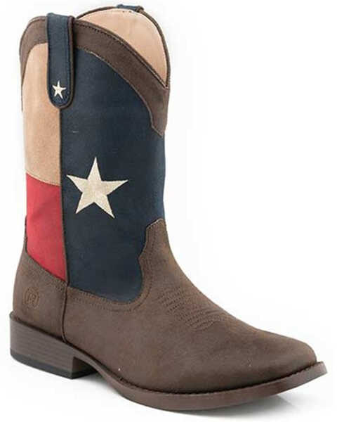 Image #1 - Roper Boys' Lone Star Western Boots - Square Toe, Brown, hi-res