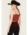 Image #4 - Rock & Roll Denim Women's Medallion Print Lurex Fringe Tank, Red, hi-res