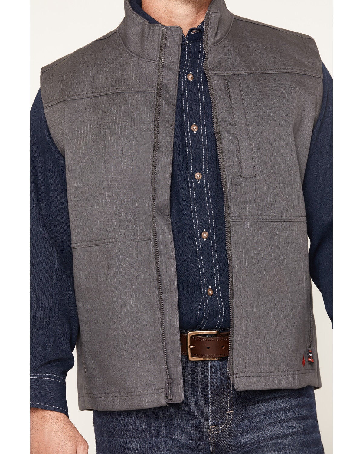 Image #3 - Forge Workwear Men's FR Ripstop Softshell Vest, Grey, hi-res