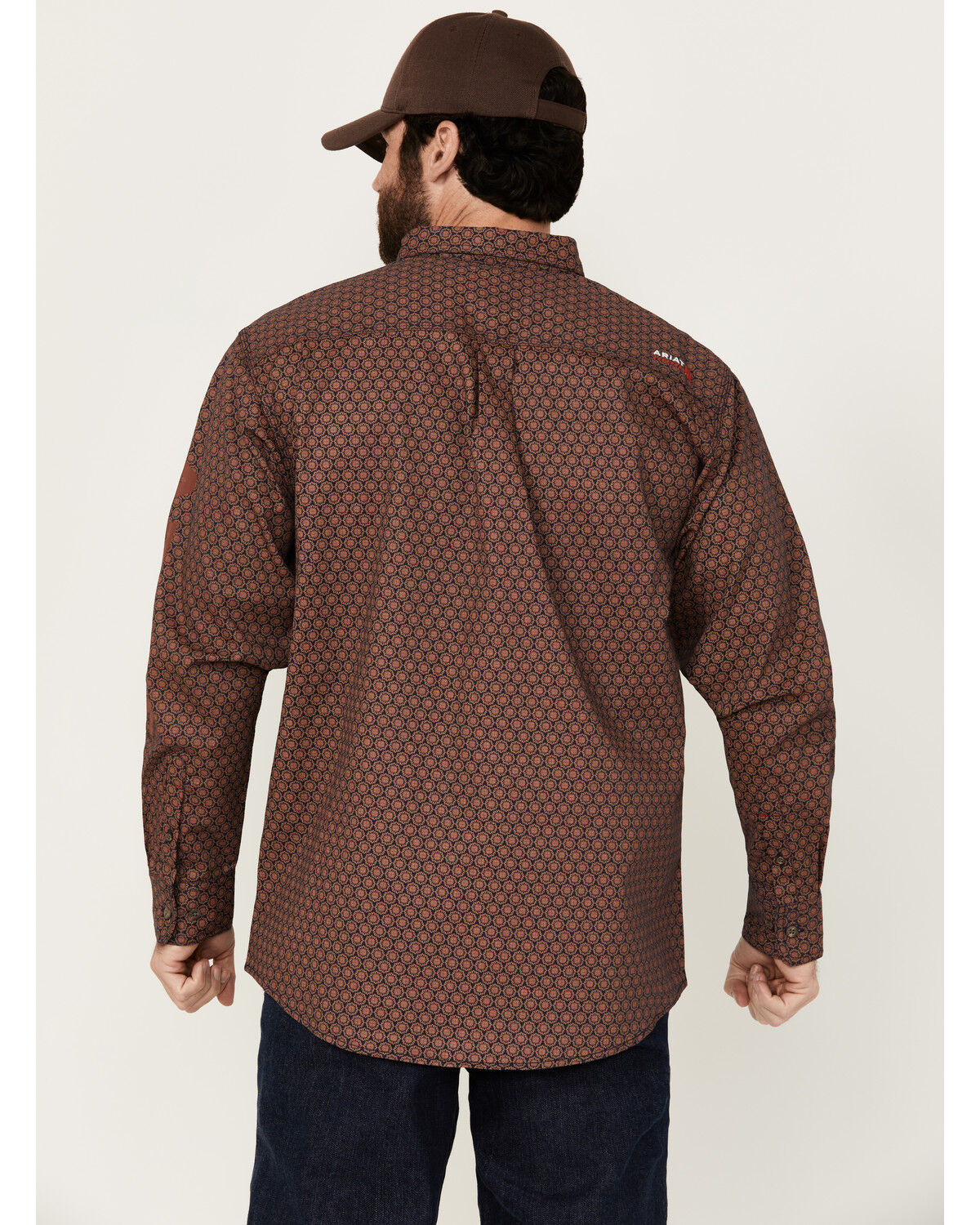 Image #4 - Ariat Men's FR Adirondack Geo Print Long Sleeve Button-Down Western Work Shirt, Red, hi-res