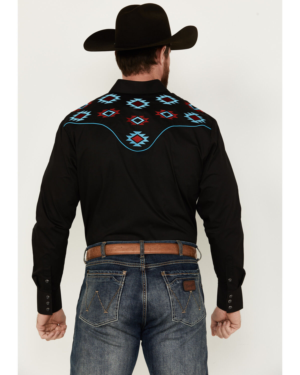Image #4 - Rodeo Clothing Men's Fancy Smiley Yoke Embroidered Long Sleeve Snap Western Shirt, , hi-res